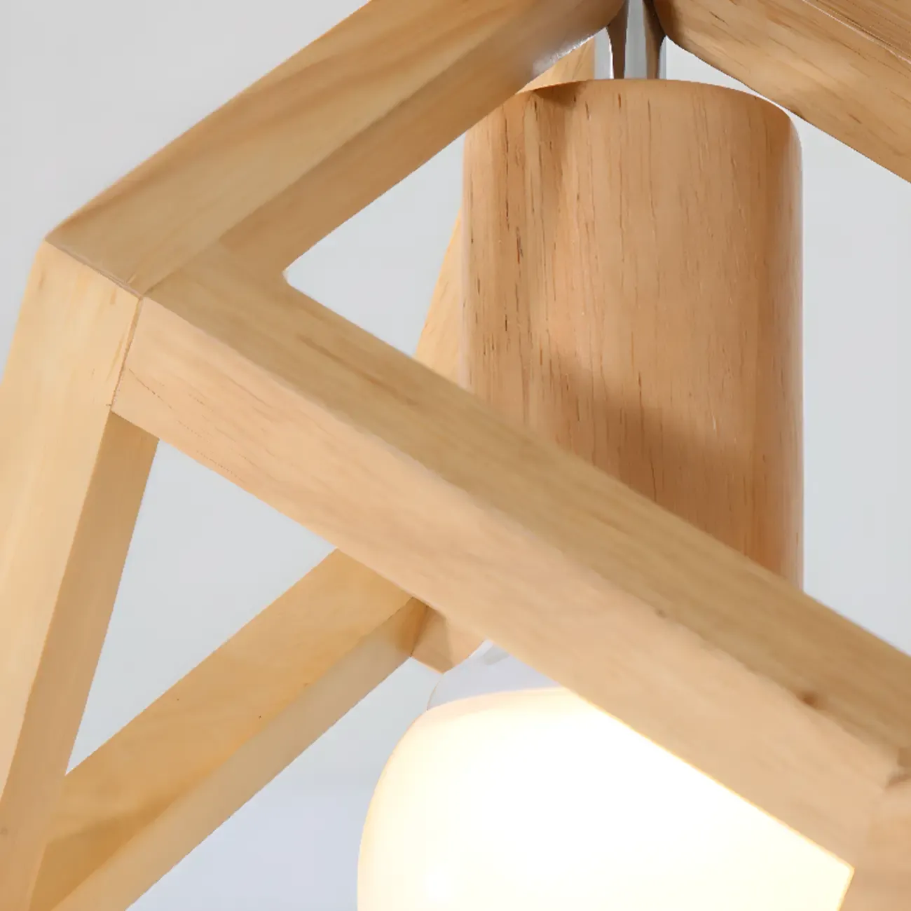 Natural Rubber Wood Cube Shade Semi Flush Ceiling Light