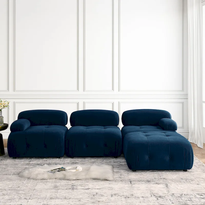Blue 93 Modular L-Shaped 4-Seat Sectional Sofa with Reversible Ottoman