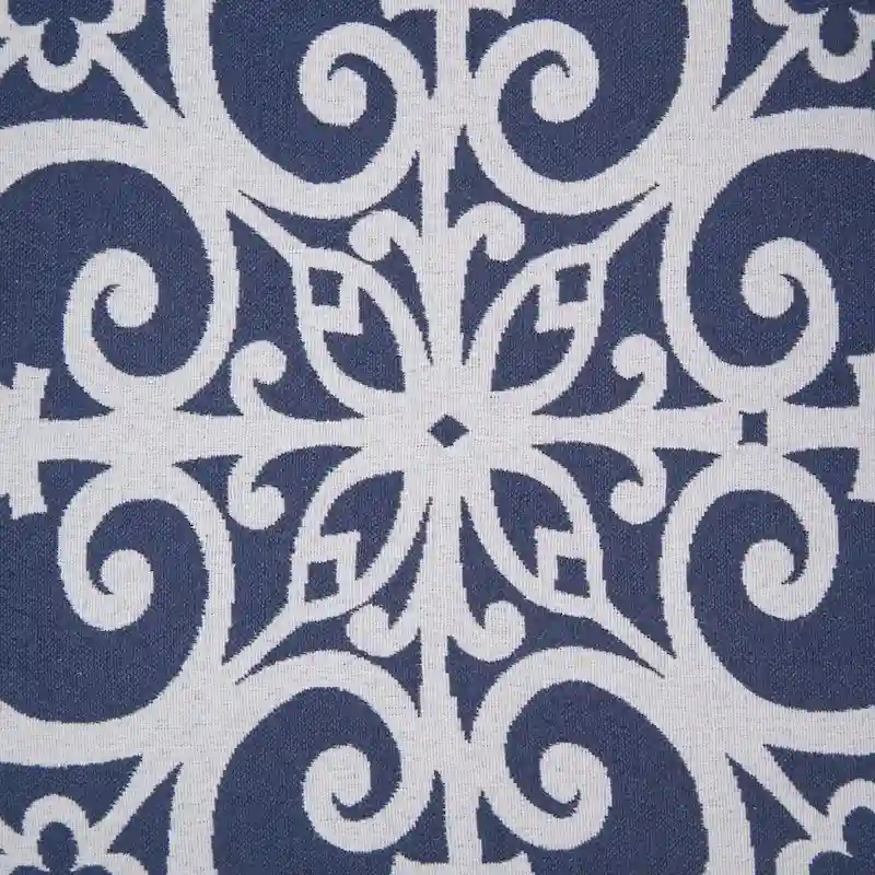 Navy Patterned Push Back Recliner Chair with Rolled Arms