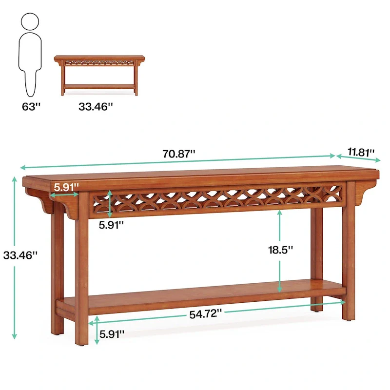 Solid Wood Sofa Table Narrow Long for Living Room Entryway