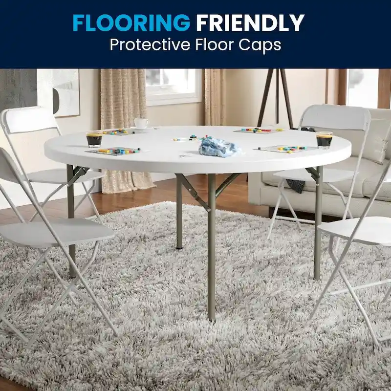 5-Foot Round Plastic Folding Event Table w/ 2 Thick Surface