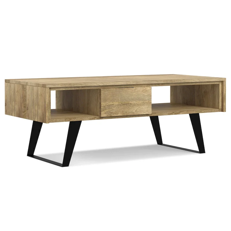 WYNDENHALL Mitchell SOLID WOOD & Metal 48 inch Wide Rectangle Modern Coffee Table - 48 W x 22 D x 18 H