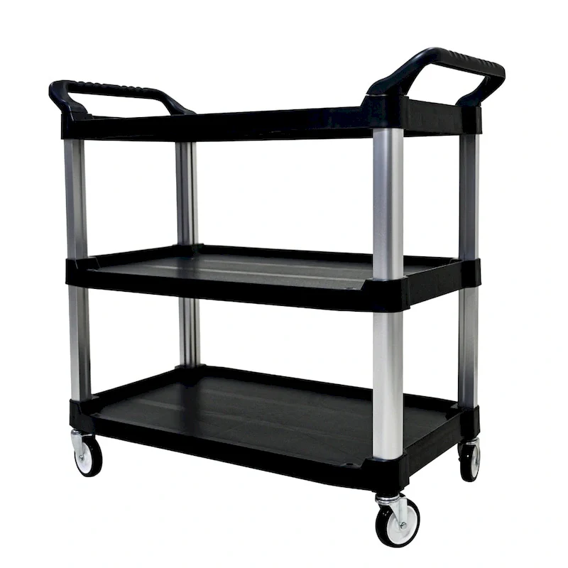 3 Layer Thickened Plastic Mobile Kitchen Cart with Metal Frame