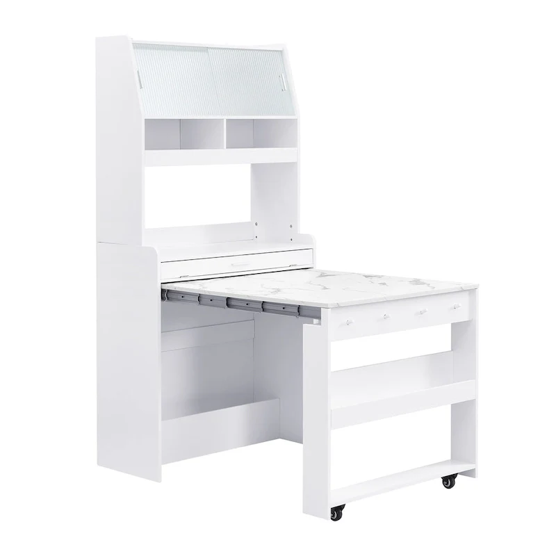 Cupboard Buffet with Hutch & Foldable Dining Table