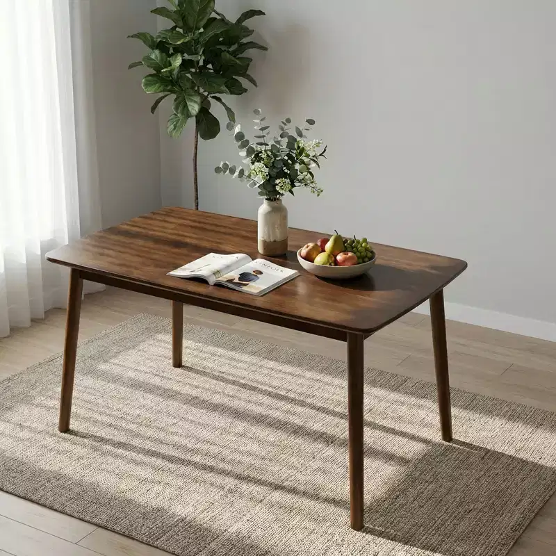 GDFStudio Matei Modern Wooden Rectangular Dining Table with Rounded Corners