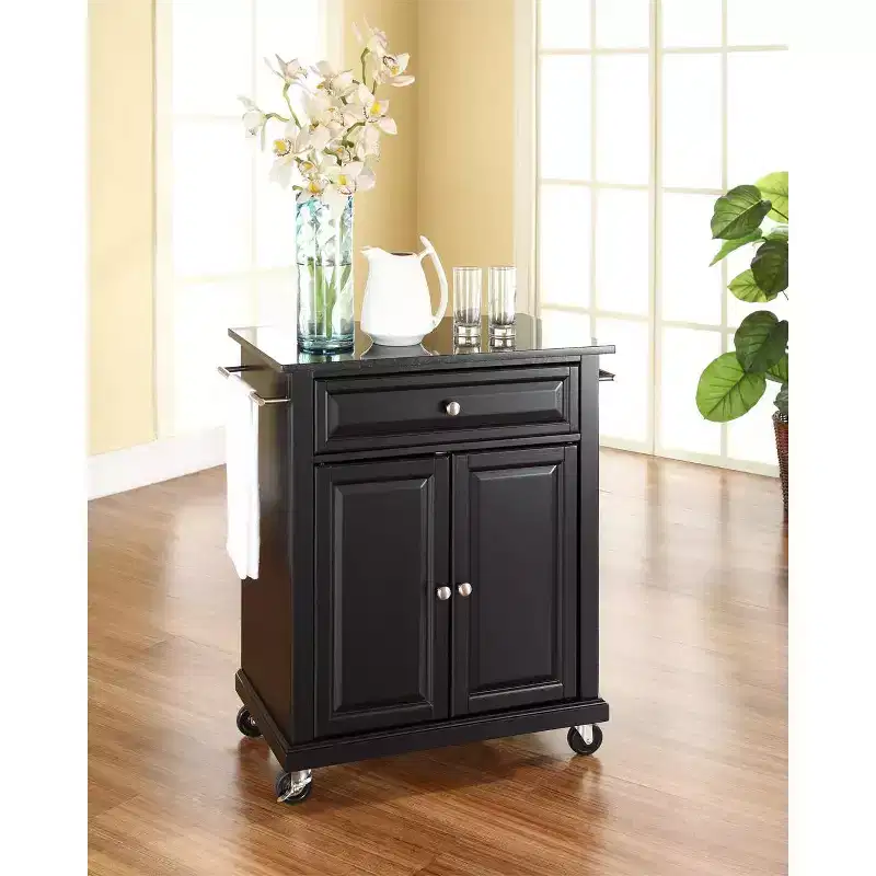 HomeStock 35.5 in.H Metal Kitchen Carts with 2 Doors and 1 Shelf