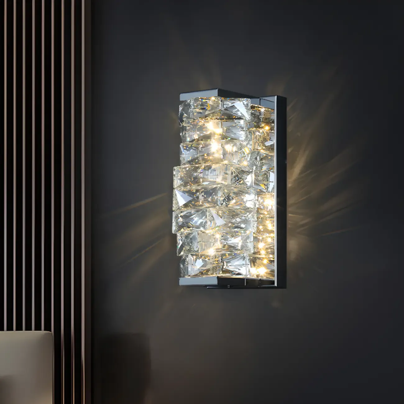 2-Light Geometric Wall Light with Clear Crystal