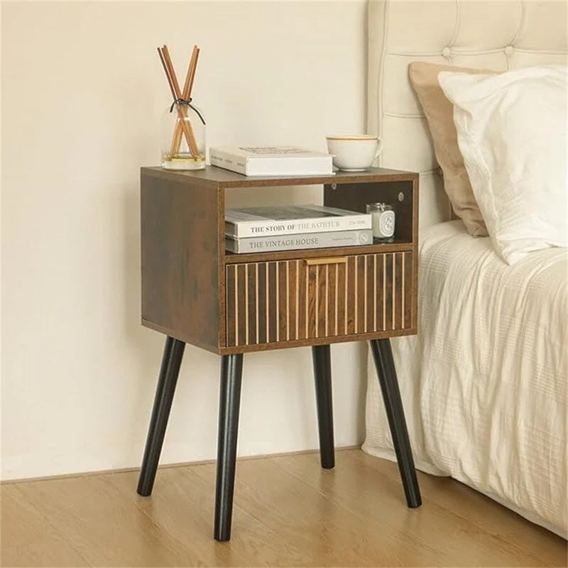Small Nightstand Wood Bedside Table with Drawer - 11.8D x 15.7W x 23.6H