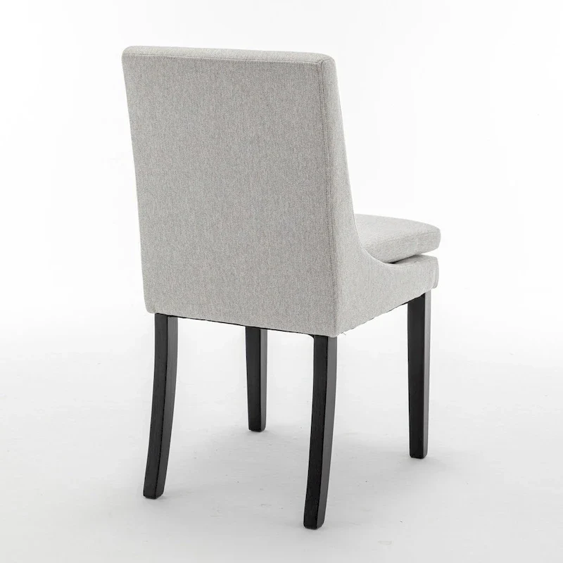 Modern Dining Chairs Set of 2, Upholstered Kitchen & Dining Room Chairs with Solid Wood Legs,Tufted Linen Fabric Chairs