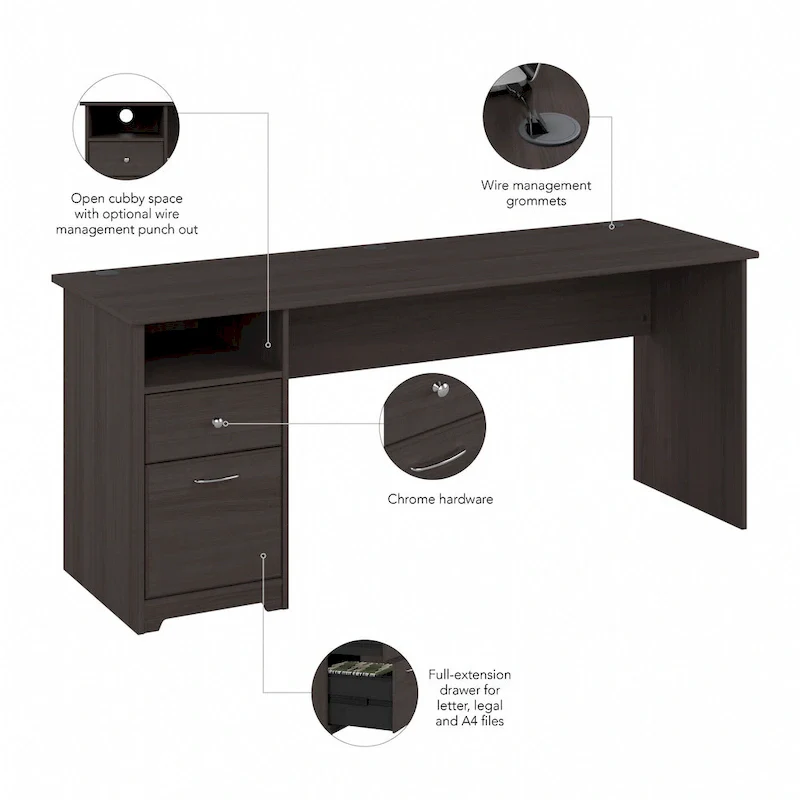 Cabot 72W Home Office Computer Desk with Drawers by Bush Furniture