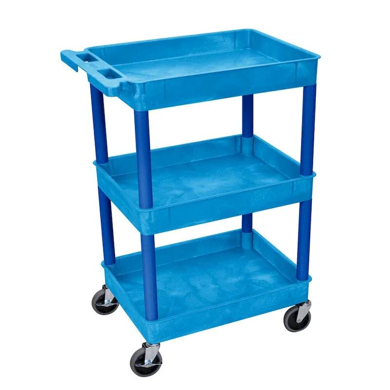 3-Shelf Tub Utility Cart — 100 lbs Per Shelf Capacity