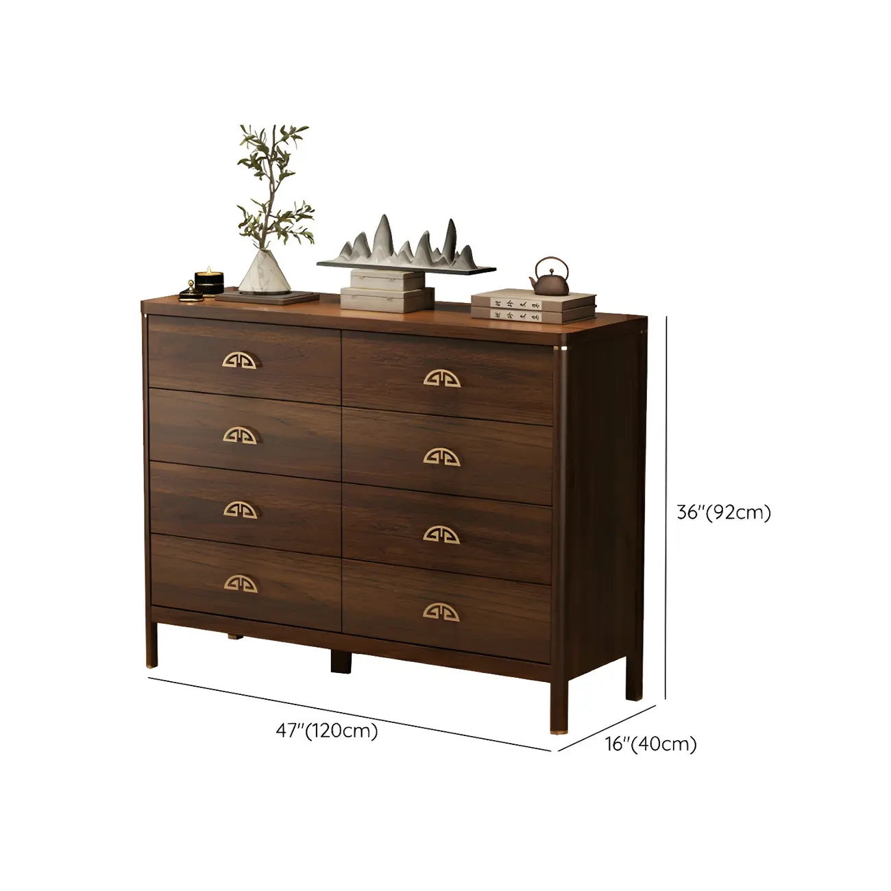 Traditional Brown Wooden Double Dresser with Soft Close Drawers
