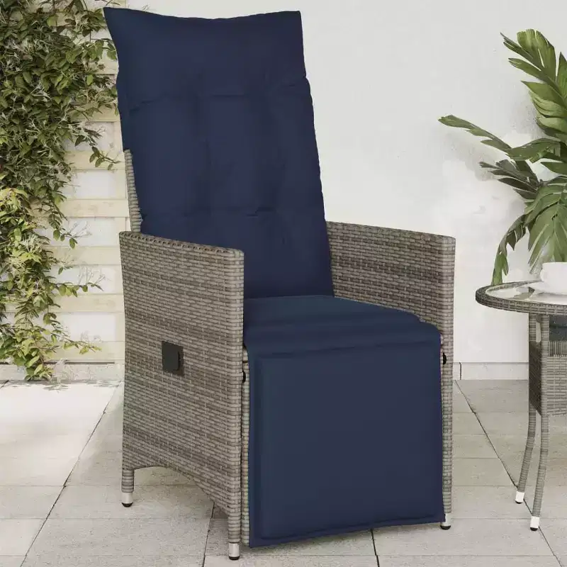 vidaXL Reclining Patio Chairs 2 pcs with Cushions Poly Rattan