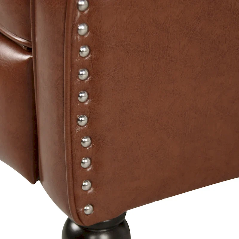 Classic Tufted Bonded Leather Recliner Set (2-Piece) with Nailhead Trim