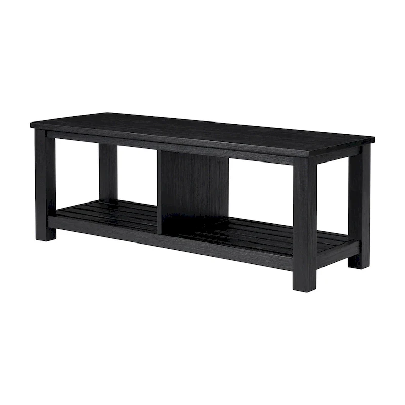 Brown / Drifted Sand / Alto Black Solid Acacia Wood TV Bench, Single