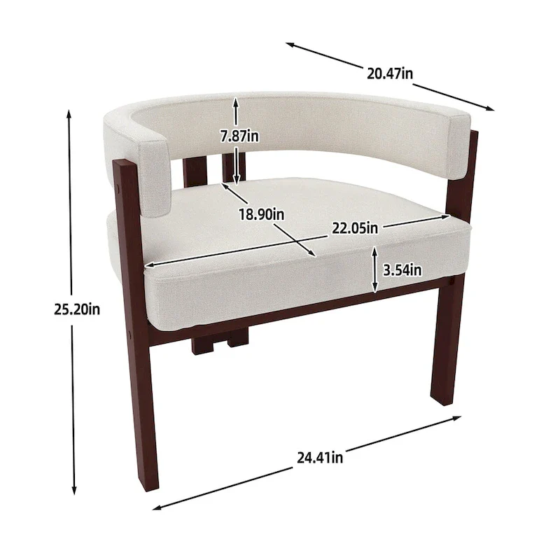Modern Upholstered Accent Chair with Open Back, Barrel Style