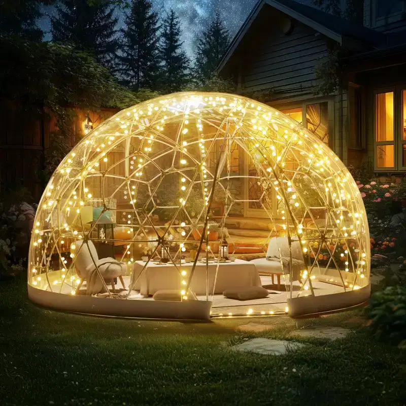 VEVOR Garden Tent House, 12 FT Dome Tent, with PVC Transparent Cover and Window for Patio, Dining Backyard, Party