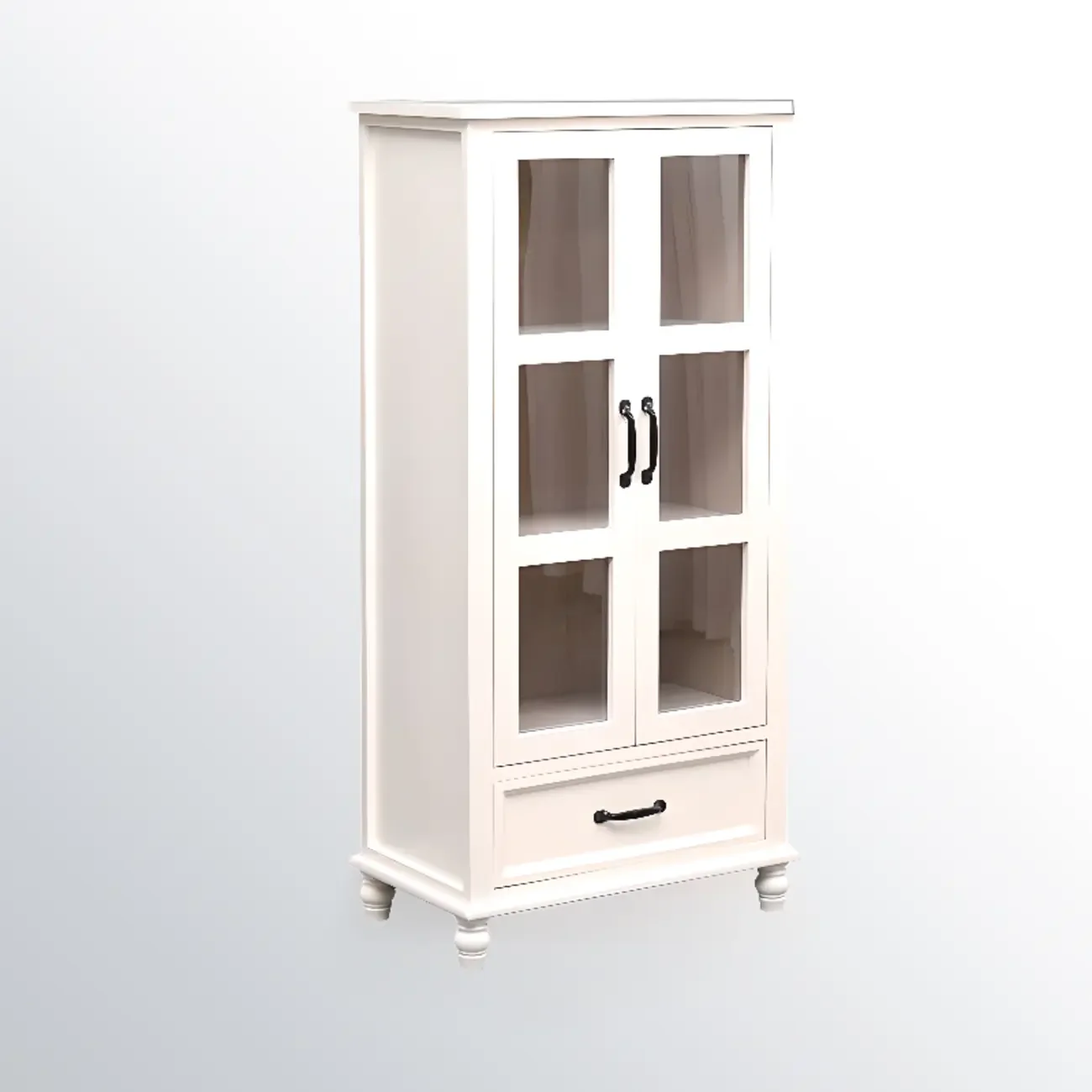 Freestanding Solid Wood White Cabinet with Drawers