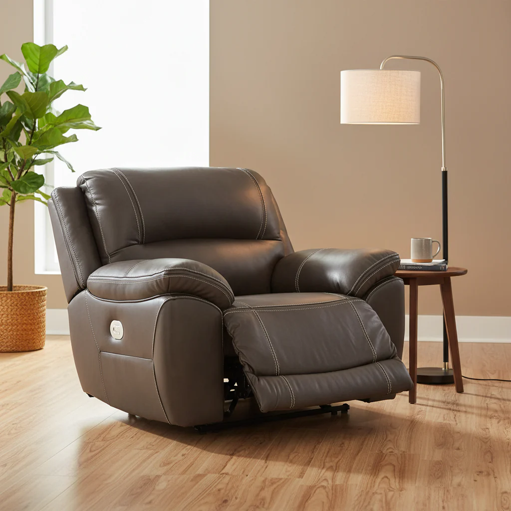Dunleith Brown Leather Power Zero Wall Recliner