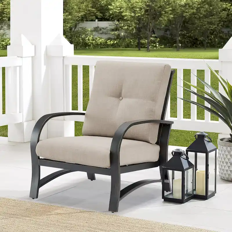 Outdoor Club Chair, Patio Aluminum Single Chair with Sunbrella Fabric Cushion