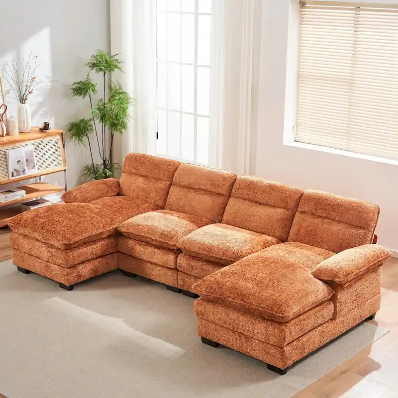 U-Shaped Chenille Sofa