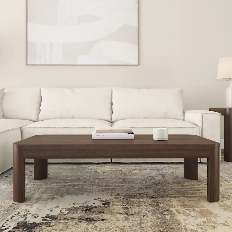 Plank and Beam Contour Curved Rectangular Coffee Table - 54