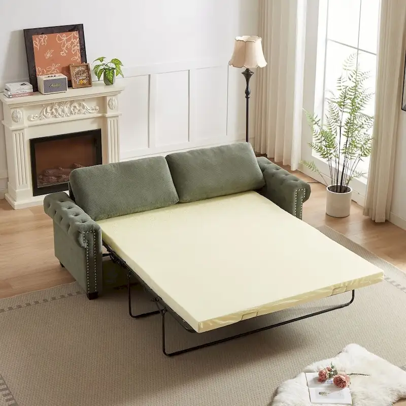83.8 Convertible 2-in-1 Pullout Polyester Sleeper Sofa Bed