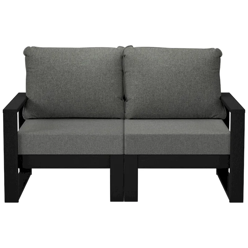 Polytrends Endless Outdoor Patio Love Seat with Black Frame