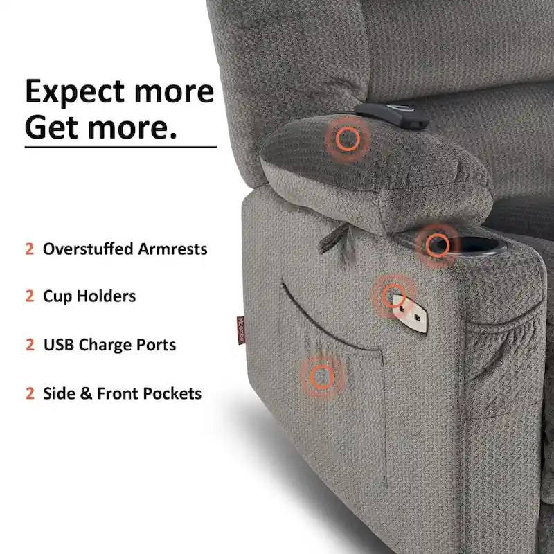 MCombo Electric Power Recliner Chair with Heat and Massage, Fabric 6079/PR670