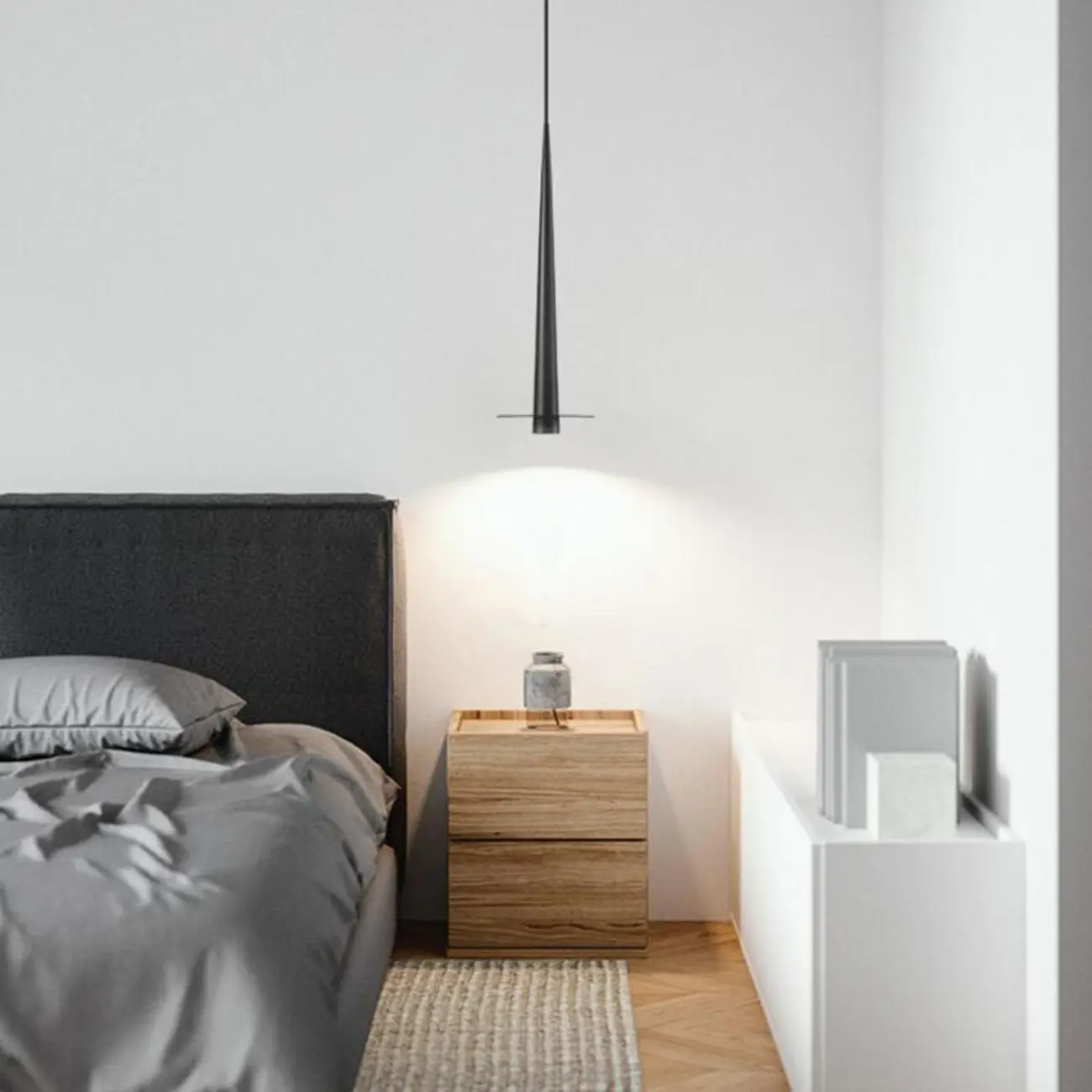 Geometric Black Metal LED Pendant Light with Aluminum Shade