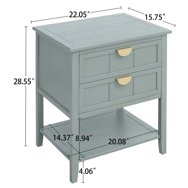 American Style Side Table End Table with 2 Drawer