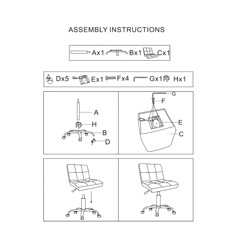 TOTO Home Office Button-Tufted Desk Chair, Armless Thick Cushion, Adjustable Height 19 -25 , Modern Red - N/A