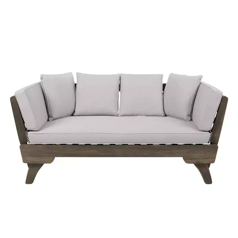 Christopher Knight Home Aldrich Outdoor Acacia Wood Expandable 82 Daybed Sofa with Cushions