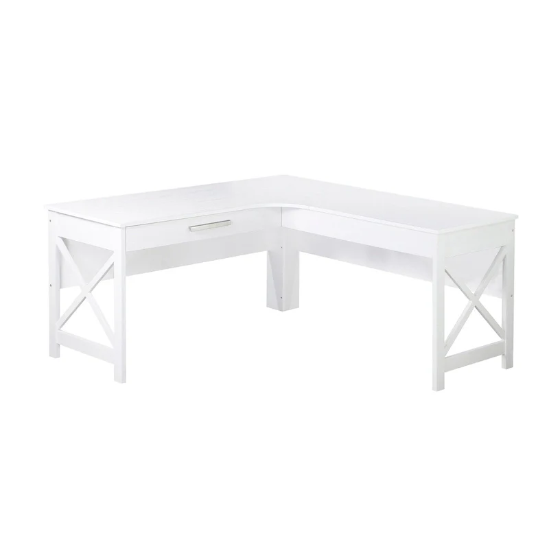 Modern Farmhouse L-Shaped Desk with Drawer