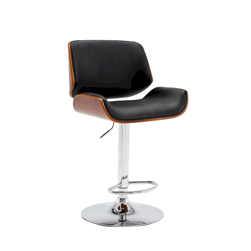 Adjustable Bar Stool, PU Leather, Chrome Base – Black/White/Red/Brown, Single