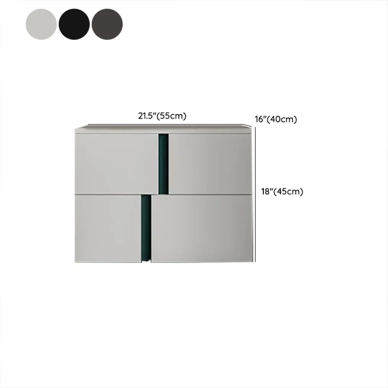 Modern Handle Free Brown Wood 2-Drawer Nightstand