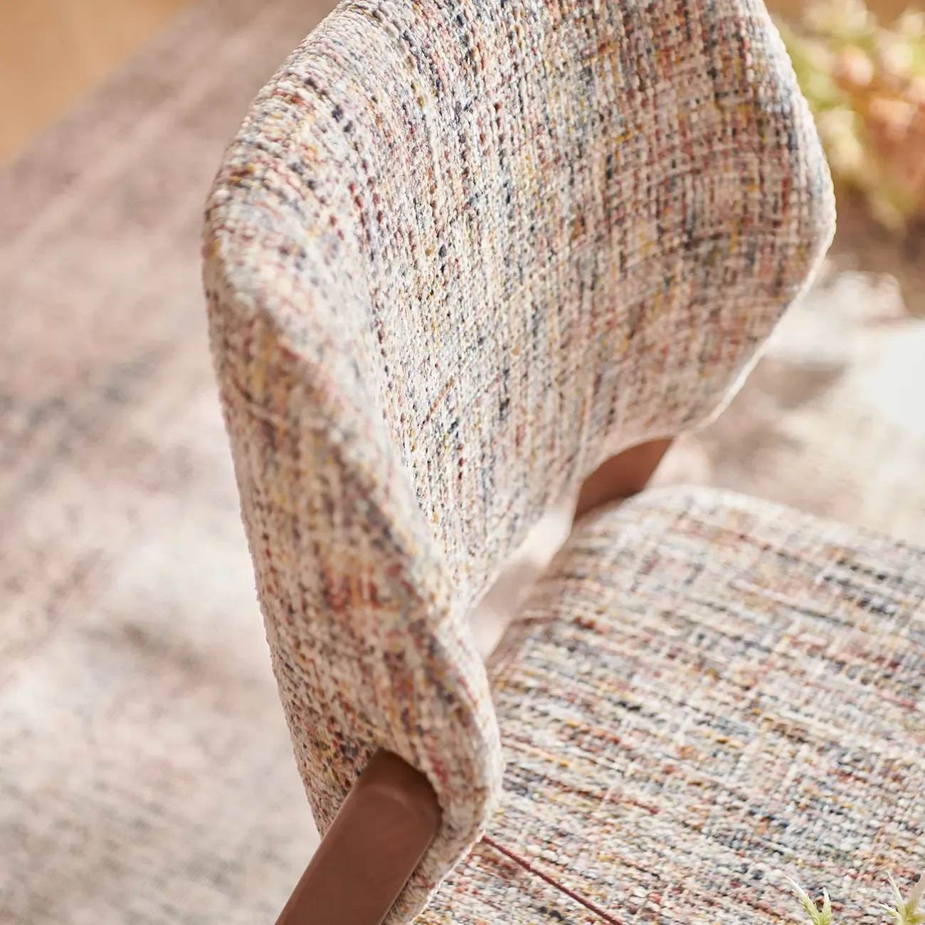 Mid Century Modern Wood Chenille Dining Chair Upholstery