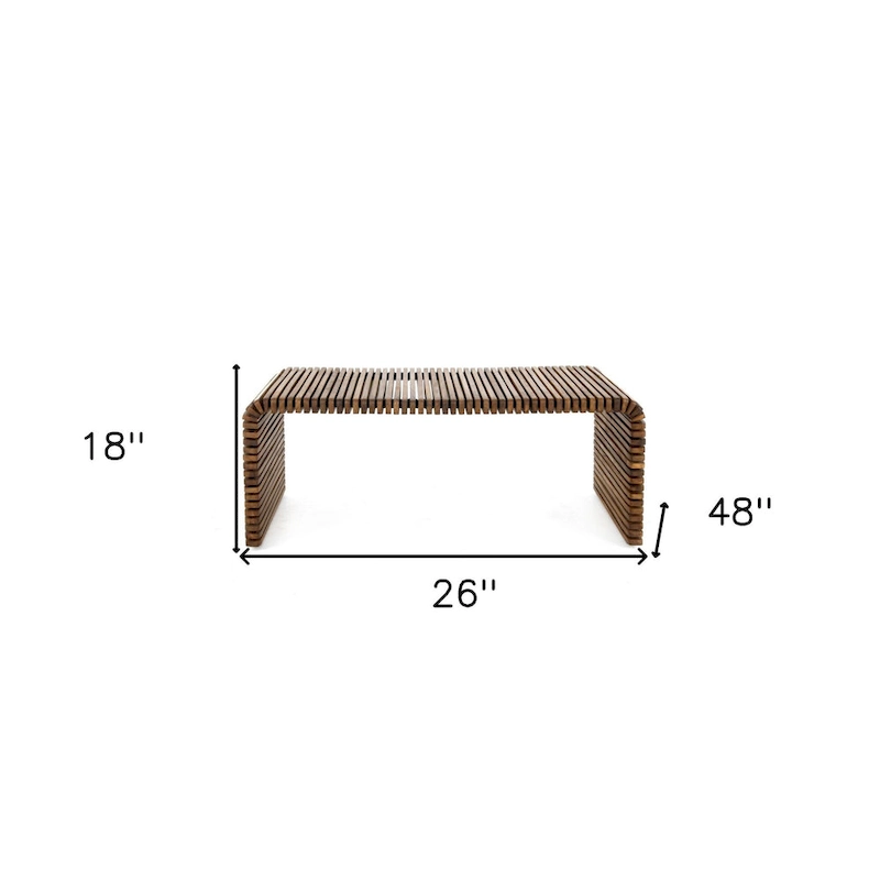 HomeRoots 26 Brown Solid Wood Stripes Coffee Table - 26' X '18' X '48