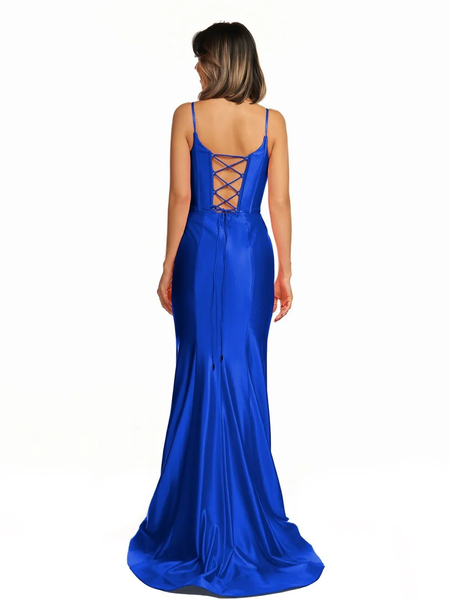 Hot Pink Satin Simple Mermaid Prom Dress