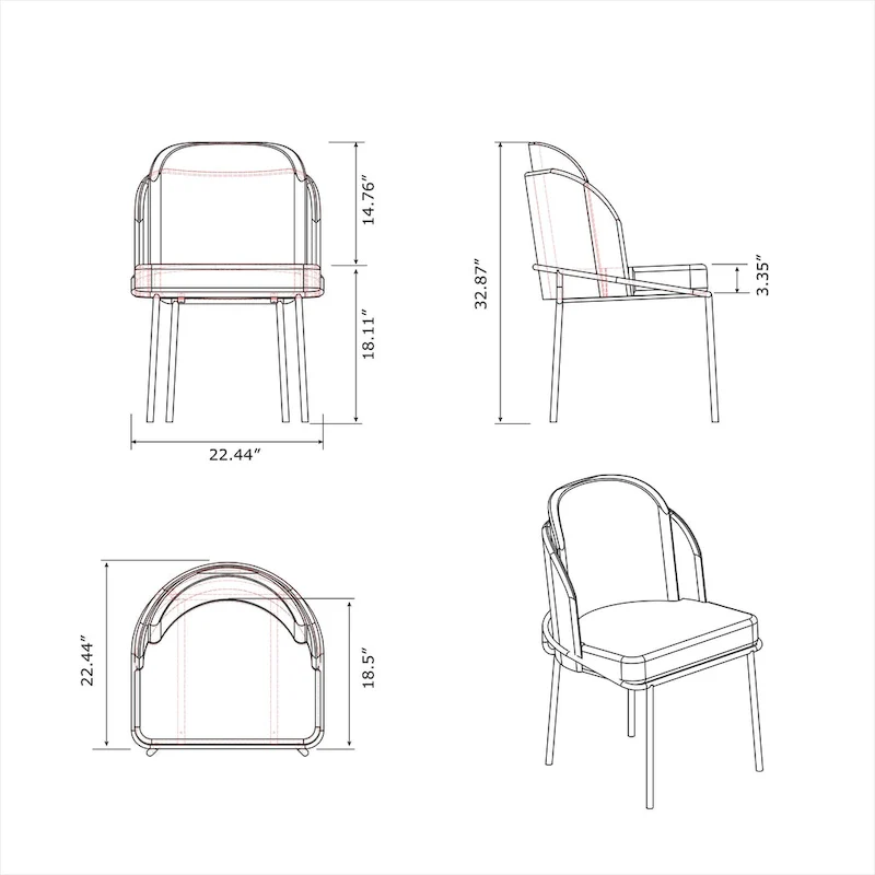 Somette Kimmy Two-Tone Gray Faux Leather Side Chair with Gold Accents, Set of 2 - Dining height