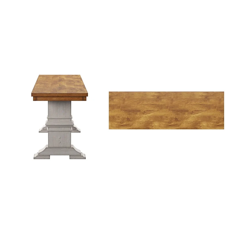 Two-Tone Trestle Leg Wood Dining Bench