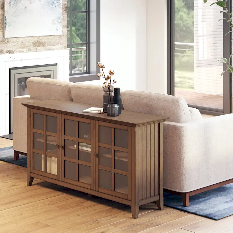 Solid Wood 62 Inch Wide Transitional Wide Storage Cabinet - 62w x 18d x 34h