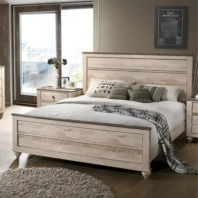 Imerland 5-pc. Contemporary King-sized Whitewashed Bedroom Set