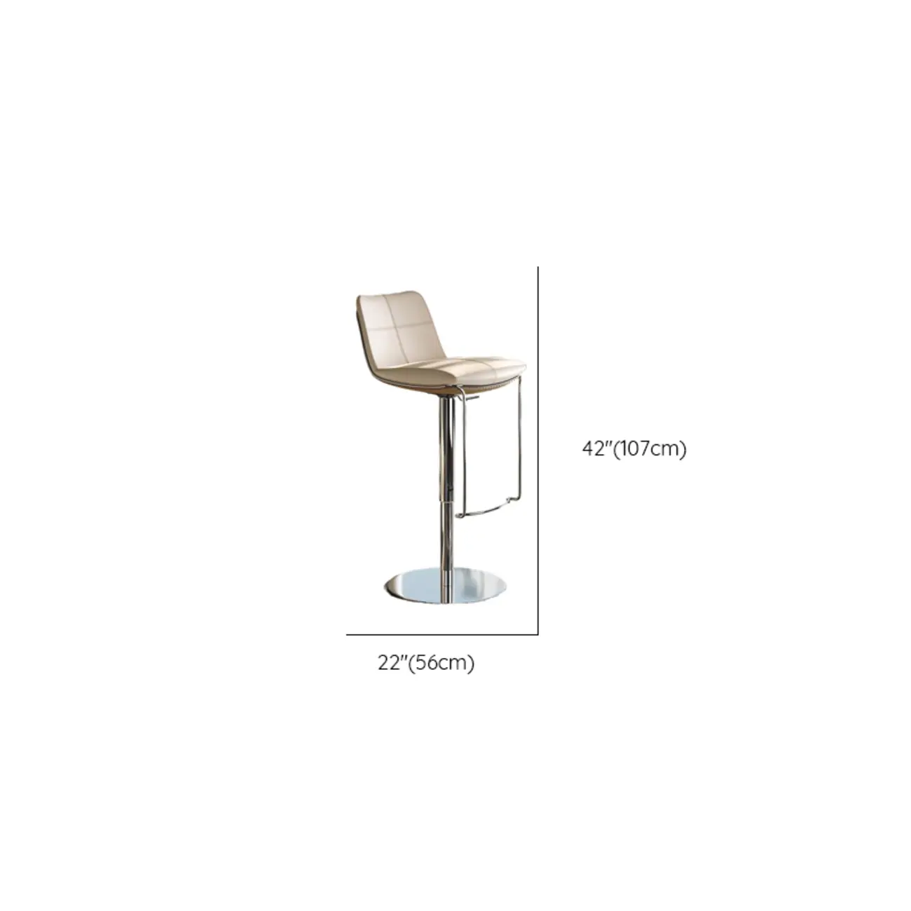 Modern White Leather Square Upholstered Swivel Bar Stools