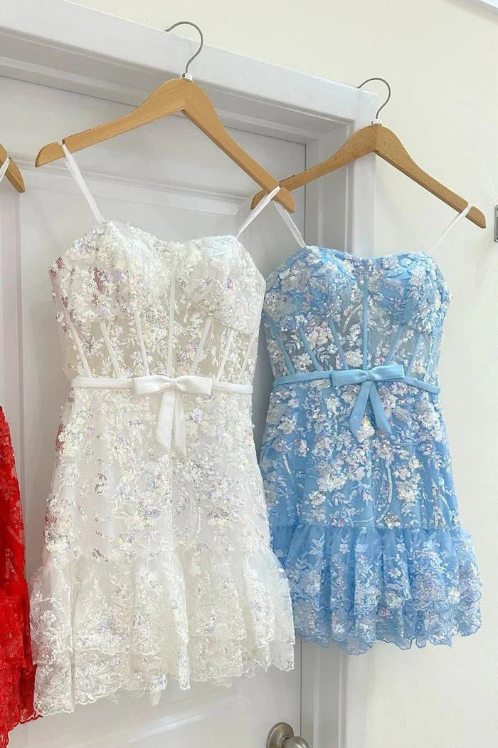 Short Sheath Strapless Corset Homecoming Dress