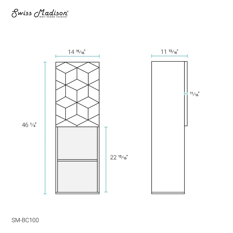 Annecy 15  W x 46  H x 12  D Linen Cabinet in Phantom Black