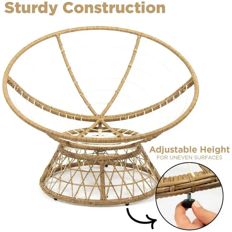 Milliard Papasan Chair with 360-degree Swivel (Wood and Tan)