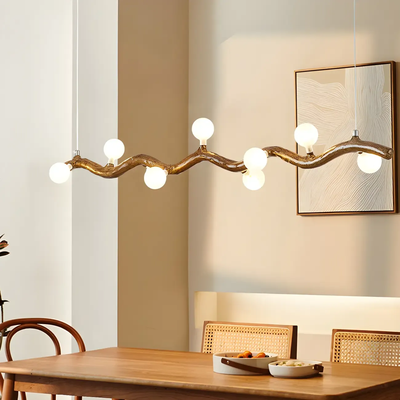 Modern Brown Glass Linear Island Pendant Light