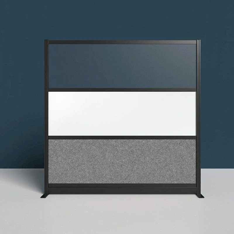 Modular Room Divider Wall System — Black Frame, 70x70 Starter Wall, Wide Paneling