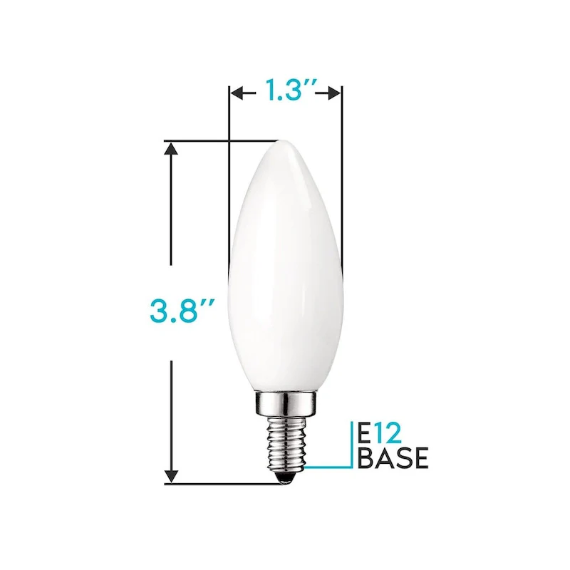 Luxrite LED Chandelier Light Bulbs, E12 Led Bulb Dimmable, 40 Watt Equivalent, 2700K Warm Whit, 360lm, UL Rated, 16 Pack